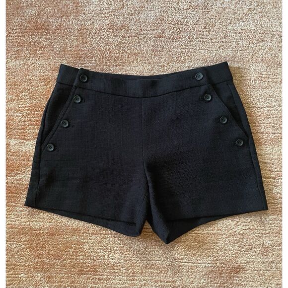 BANANA REPUBLIC Black Textured Button Front High Rise Shorts Size 0 - Picture 1 of 8